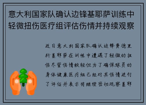 意大利国家队确认边锋基耶萨训练中轻微扭伤医疗组评估伤情并持续观察 意大利国家队确认边锋基耶萨训练中轻微扭伤医疗组评估伤情并持续观察
